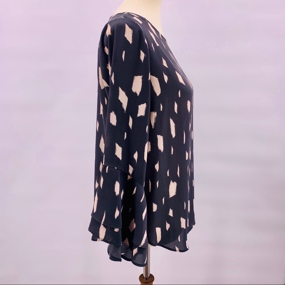 Lauren Helena Printed Double Bell Sleeve Top Sz S - Picture 6 of 8